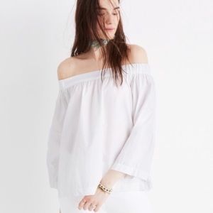 Madewell Off-the-shoulder White Blouse